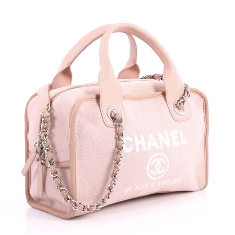 chanel pink bowling bag|Chanel deauville bowling bag.